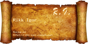 Rikk Igor névjegykártya